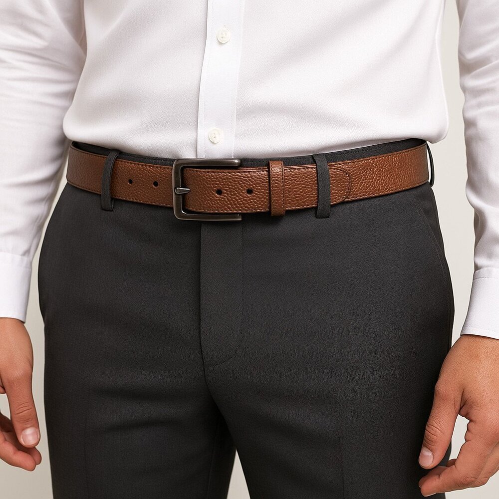 Stacy Adams Men’s Genuine Leather Belt Brown Textured Classic Dress Belt Size 38